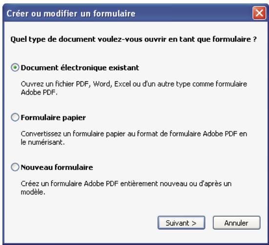 ADOBE ACROBAT STANDARD 9.0 - Utilisez l'assistant de création de formulaire pour générer automatiquement les champs du formulaire. - 1