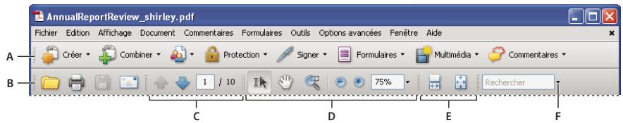 ADOBE ACROBAT STANDARD 9.0 - A propos des barres d'outils - 1
