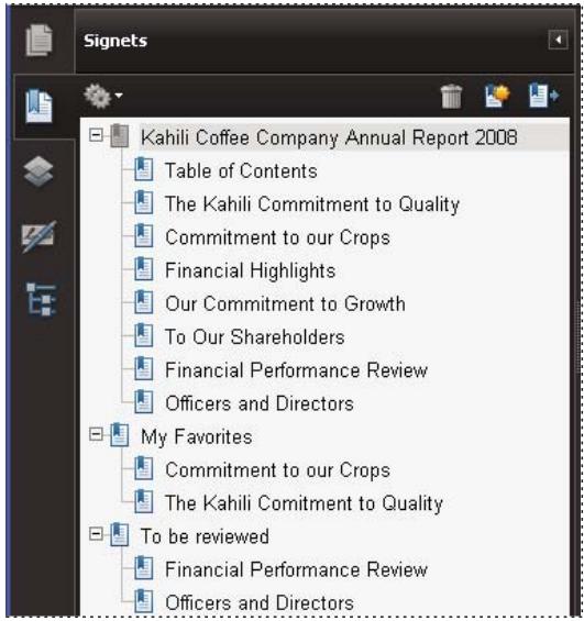 ADOBE ACROBAT STANDARD 9.0 - A propos des signets - 1