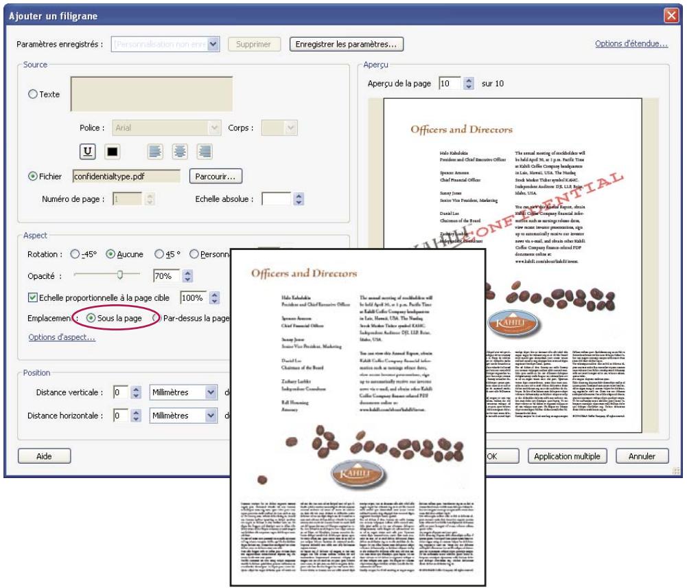 ADOBE ACROBAT STANDARD 9.0 - Ajout et modification d'un filigrane - 1