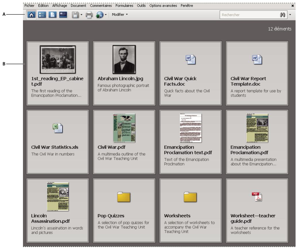 ADOBE ACROBAT STANDARD 9.0 - Affichage de la zone de travail des porte-documents PDF - 1