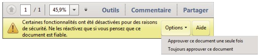 ADOBE ACROBAT X PRO - Barre de message du document - 2