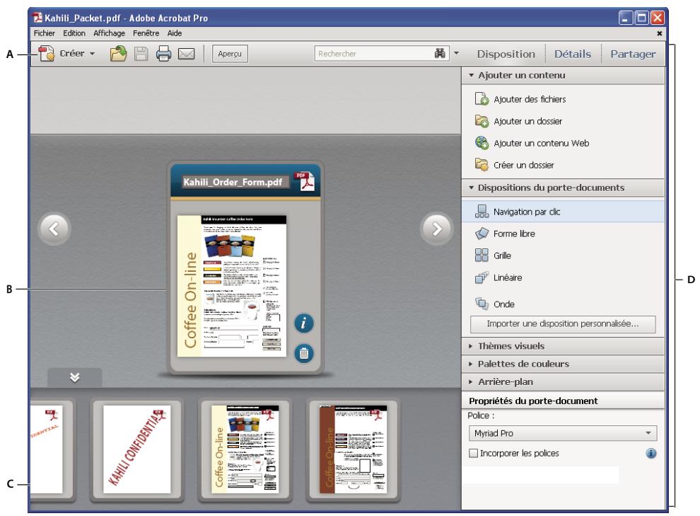 ADOBE ACROBAT X PRO - Présentation de la fenêtre d'un porte-documents PDF - 1
