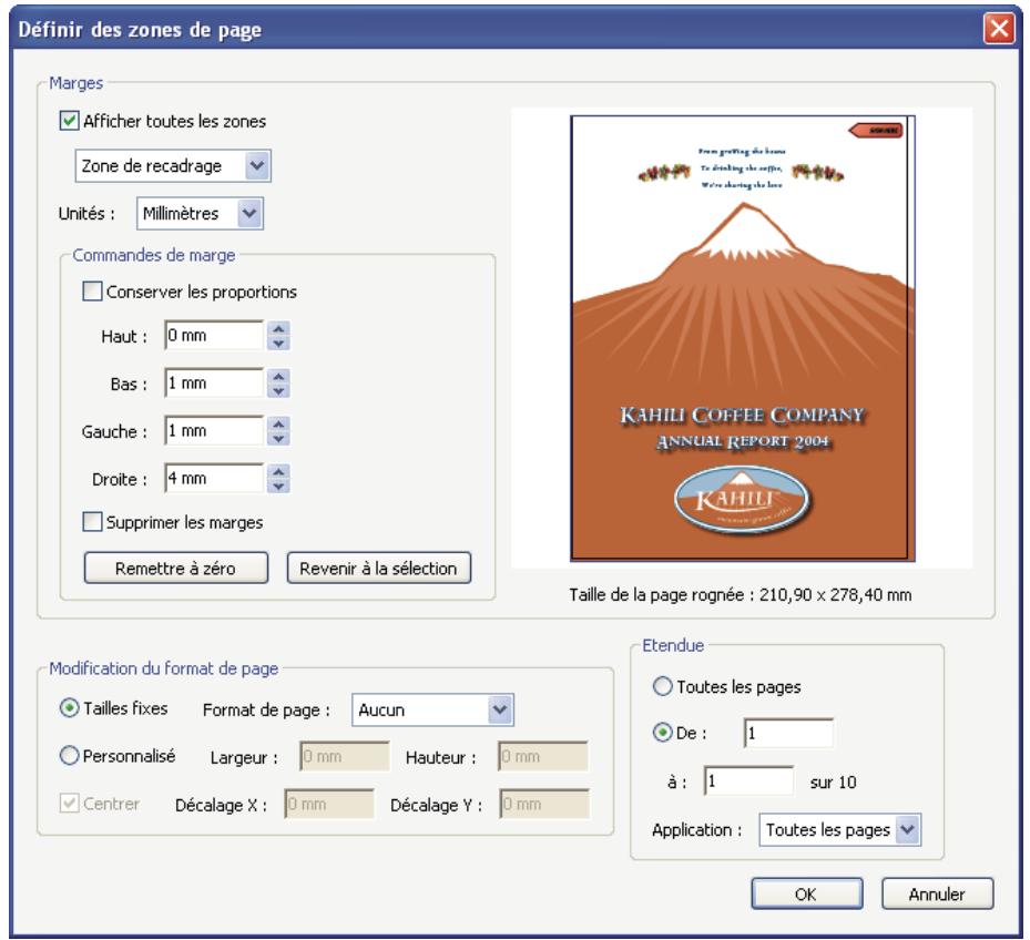 ADOBE ACROBAT X PRO - Présentation de la boîte de dialogue Définir des zones de page - 1