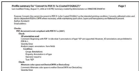 ADOBE ACROBAT X PRO - Affichage d'un résumé du profil - 1
