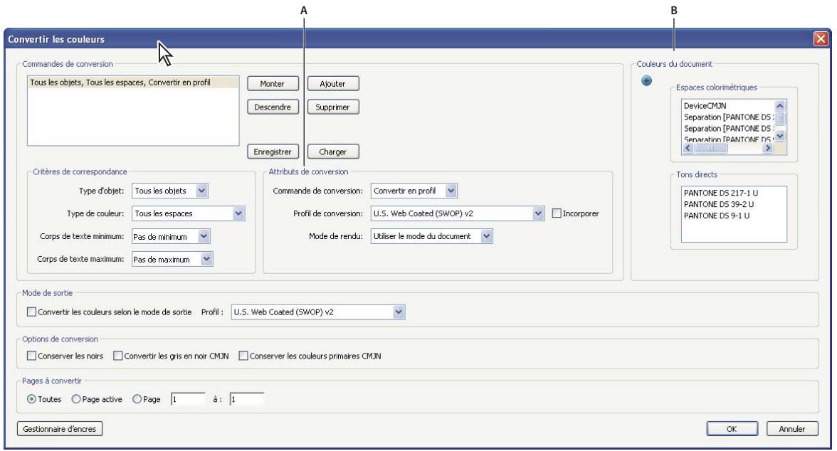ADOBE ACROBAT X PRO - Présentation de la boîte de dialogue Convertir les couleurs - 1