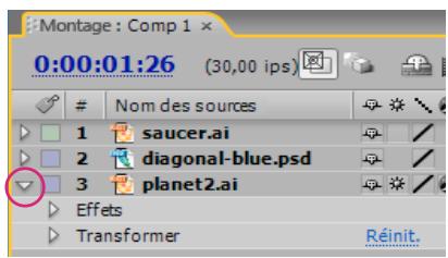 ADOBE AFTER EFFECTS CS3 - Utilisation des propriétés de calque dans le panneau Montage - 2