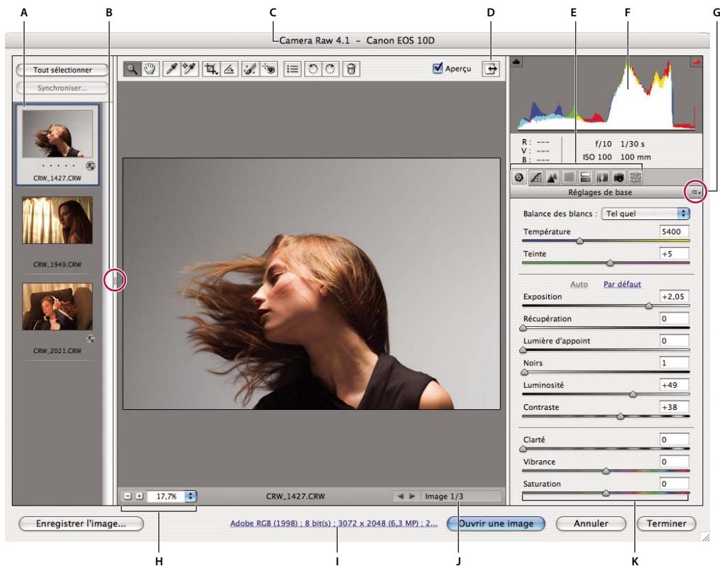 ADOBE AFTER EFFECTS CS3 - Présentation de la boîte de dialogue Camera Raw - 1