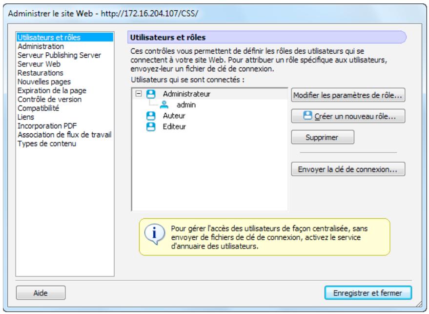 ADOBE CONTRIBUTE CS5 - Modification des paramètres d'un role - 1