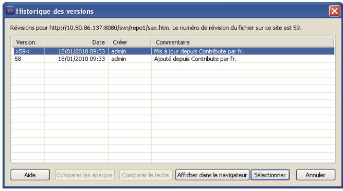ADOBE CONTRIBUTE CS5 - Modification des versions précédentes de la page Web - 1