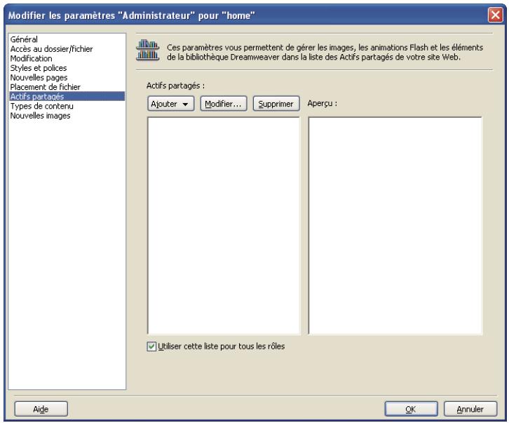 ADOBE CONTRIBUTE CS5 - Définition des paramètres pour les actifs partagés - 1