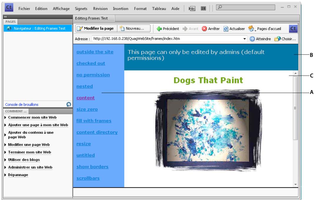 ADOBE CONTRIBUTE CS5 - A propos des cadres - 1
