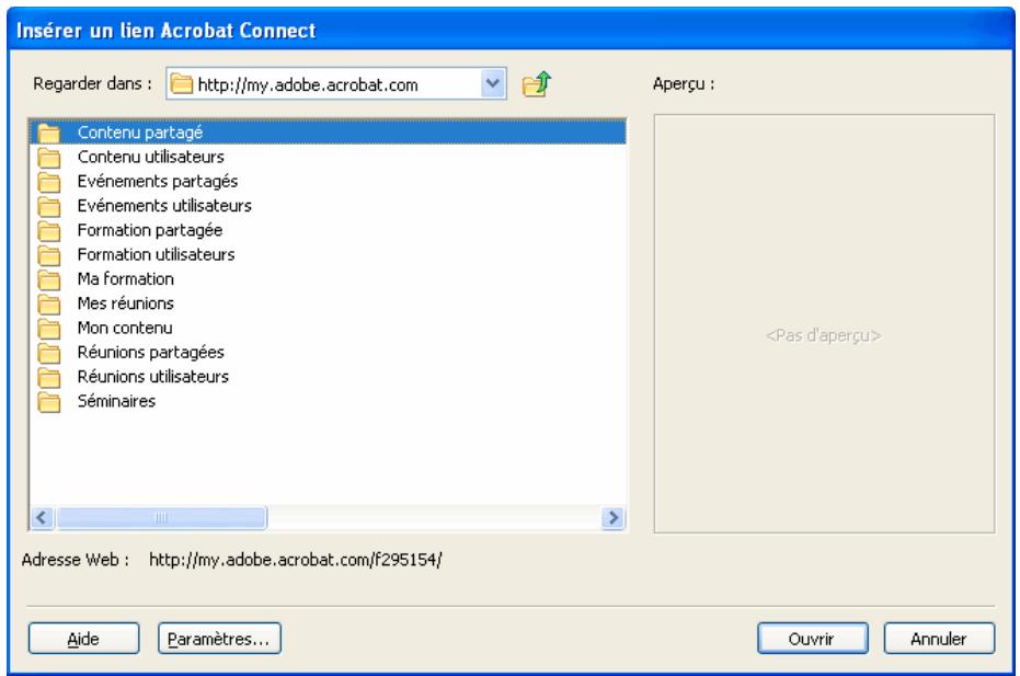 ADOBE CONTRIBUTE CS5 - Lien vers du contenu, une formation ou des réunions Adobe Acrobat Connect - 2