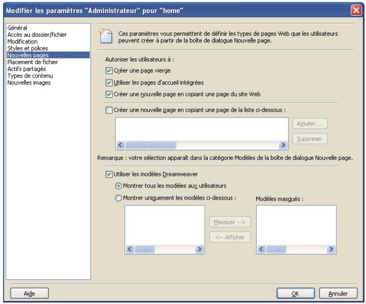 ADOBE CONTRIBUTE CS5 - Spécification de paramètres pour les nouvelles pages Web - 1