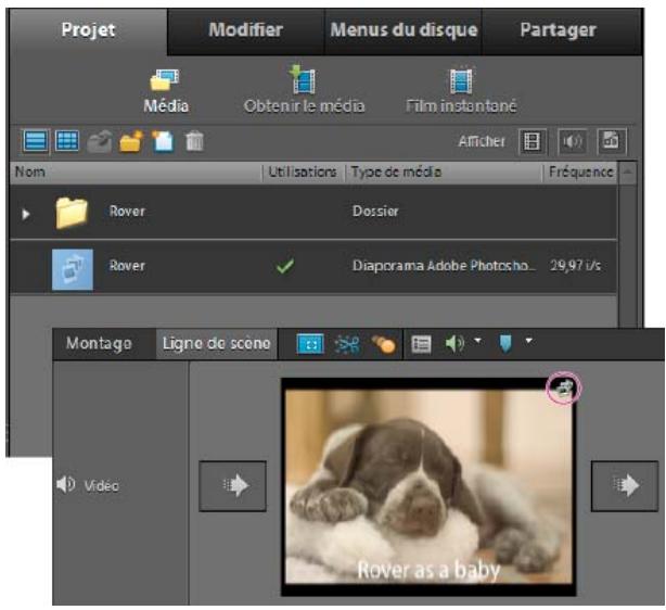 ADOBE ELEMENTS ORGANIZER 10 - Ajout de diaporamas Photoshop Elements à des projets vidéo - 1