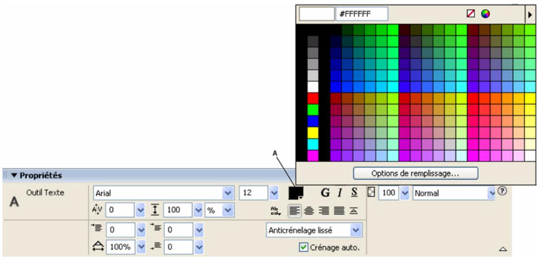 ADOBE FIREWORKS CS3 - Pour définit la couleur de l'ensemble du texte d'un bloc de texte sélectionné, exécutez l'une des actions suivantes : - 1