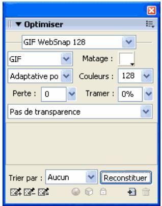 ADOBE FIREWORKS CS3 - Utilisation des paramètres d'optimisation - 1