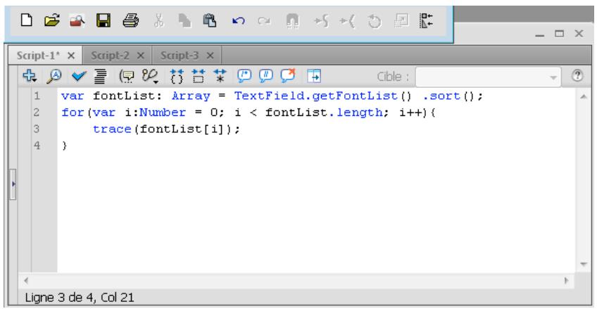 ADOBE FLASH CS5.5 - Présentation de la fenêtre Script - 1