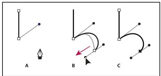 ADOBE ILLUSTRATOR CS3 - Dessin de droites suivies de courbes - 2