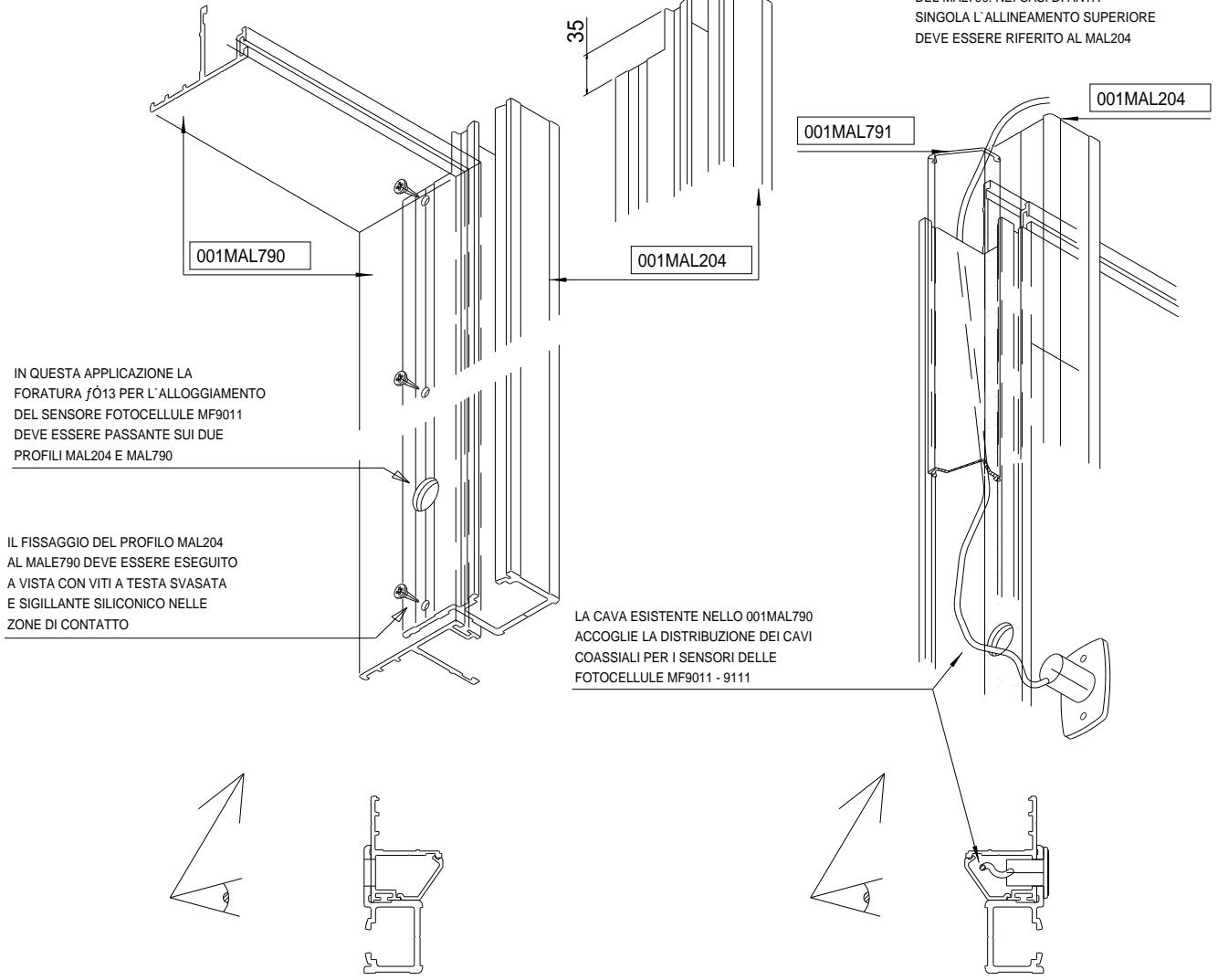 CAME PROFILES S20 - ALLESTIMENTO STRUTTURA FISSA CON TELAIO TOTALE E PROFILO PORTAFOTOCELLULE MAL790 - 8