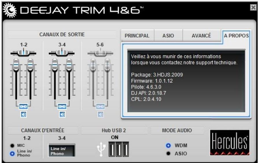 HERCULES DEEJAY TRIM 4 - Onglet à propos - 1