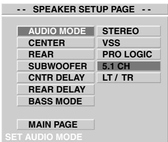 CLATRONIC DVD 534 HC - Turning on or off individual sound channels: - 2