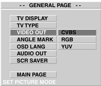 CLATRONIC DVD 534 HC - Setting the video output (VIDEO OUT) - 1