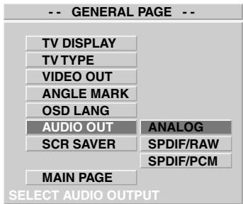 CLATRONIC DVD 534 HC - Setting the audio output (AUDIO OUT): - 1