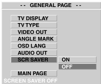 CLATRONIC DVD 534 HC - Switching on or off the screen saver: - 1