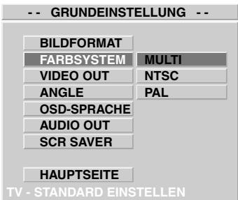 CLATRONIC DVD 534 HC - Einstellen des TV-Standard (FARMBSYSTEM): - 1