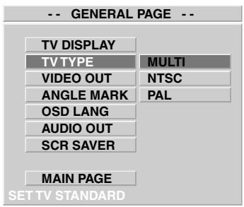 CLATRONIC DVD 534 HC - Setting the TV standard (TV TYPE): - 1