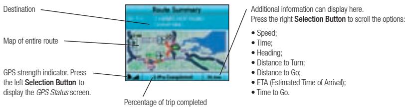 NAVMAN ICN 320 - Route Summary Screen - 1