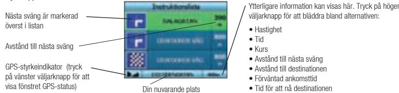 NAVMAN ICN 320 - Fönstret Instruktionstista - 1