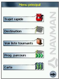 NAVMAN SPIN100 - Ecran Menu principal - 1