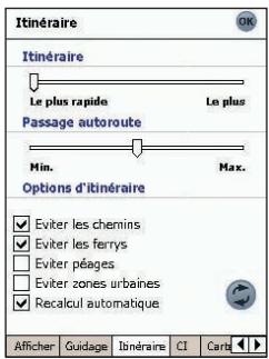 NAVMAN SPIN100 - Paramètres d'itinéraire - 1