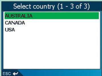NAVMAN ICN 510 - Deuxieme étape : Choix du pays de destination - 1