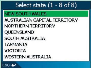 NAVMAN ICN 510 - Troisième étape : Sélectionner l'état de destination - 1
