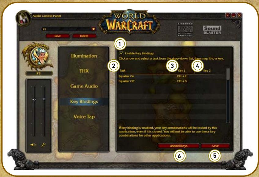 CREATIVE SOUND BLASTER WORLD OF WARCRAFT HEADSET - Paramètres d'associations de touches - 1