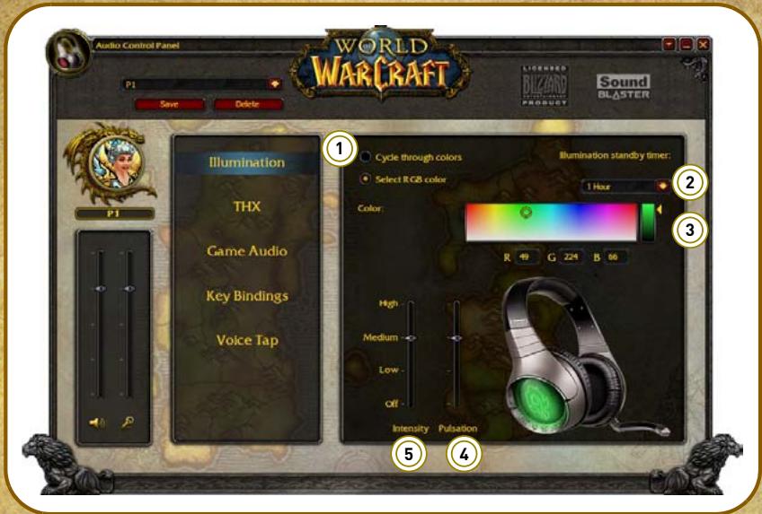 CREATIVE SOUND BLASTER WORLD OF WARCRAFT HEADSET - Paramètres d'éclairage - 1