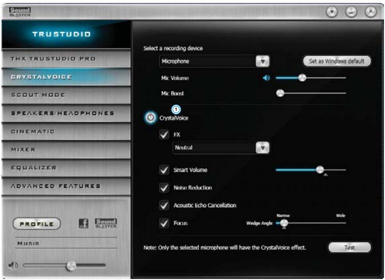 CREATIVE SOUND BLASTER RECON3D FATAL1TY CHAMPION - Paramètres CrystalVoice - 1