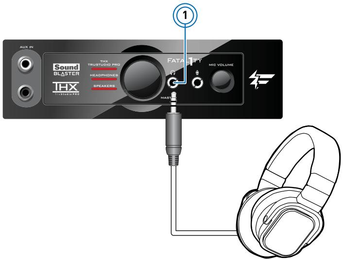 CREATIVE SOUND BLASTER RECON3D FATAL1TY CHAMPION - Branchement de votre casque au lecteur Sound Blaster E/S\* - 1