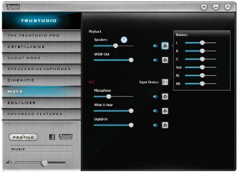 CREATIVE SOUND BLASTER RECON3D FATAL1TY CHAMPION - Paramètres du mixeur - 1