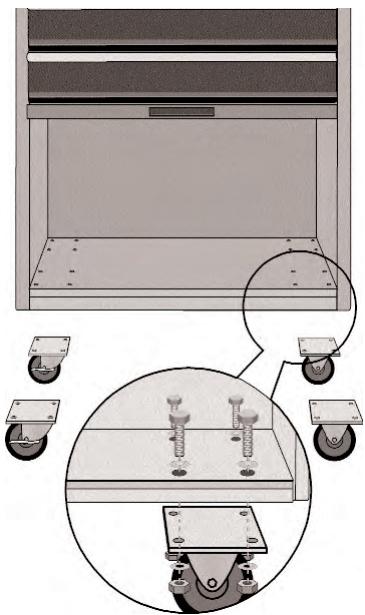 POWERFIX KH 2919 MOBILE TOOL CABINET - Transportrollen montieren - 1