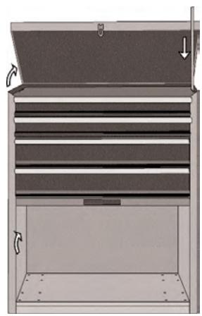 POWERFIX KH 2919 MOBILE TOOL CABINET - Sicherungsstange verwenden - 2
