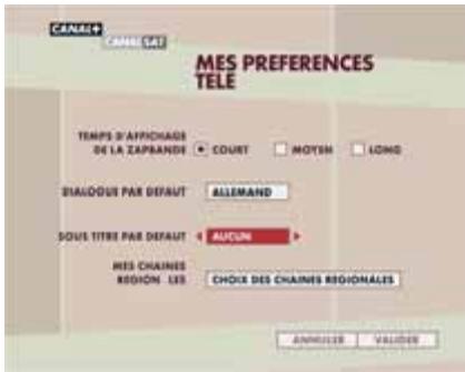 CANALSAT DECODEUR TNT+ DE TYPE 2 - Ce menu vous permet de spécifique vos préférences. - 1