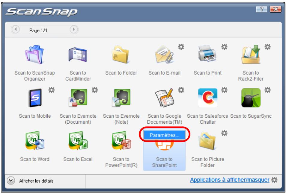 FUJITSU SCANSNAP S1100 DELUXE, SCANSNAP S1100I - Modifiez les paramètres de Scan to SharePoint. (Ou rendez-vous à l' étape 5.). - 1