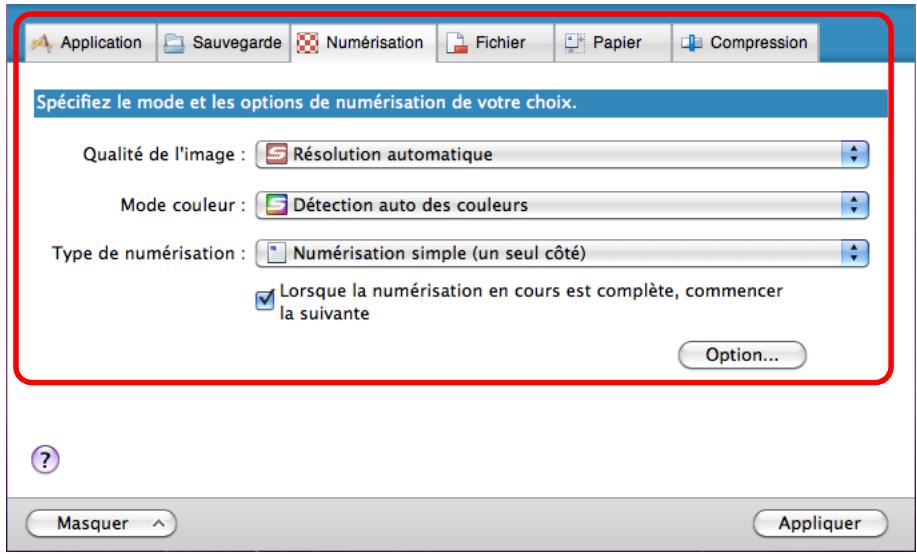 FUJITSU SCANSNAP S1100 DELUXE, SCANSNAP S1100I - Configurez les paramètres de numérisation dans chaque onglet. - 1