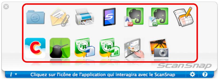 FUJITSU SCANSNAP S1100 DELUXE, SCANSNAP S1100I - Dans le Quick Menu, cliquez sur l'icone de l'application qui interagira avec ScanSnap Manager. - 1