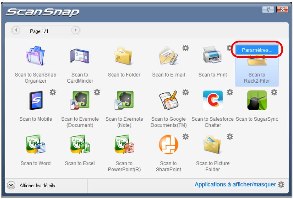 FUJITSU SCANSNAP S1100 DELUXE, SCANSNAP S1100I - Modifiez les paramètres de Scan to Rack2-Filer. (Ou rendez-vous à l' étape 5.). - 1