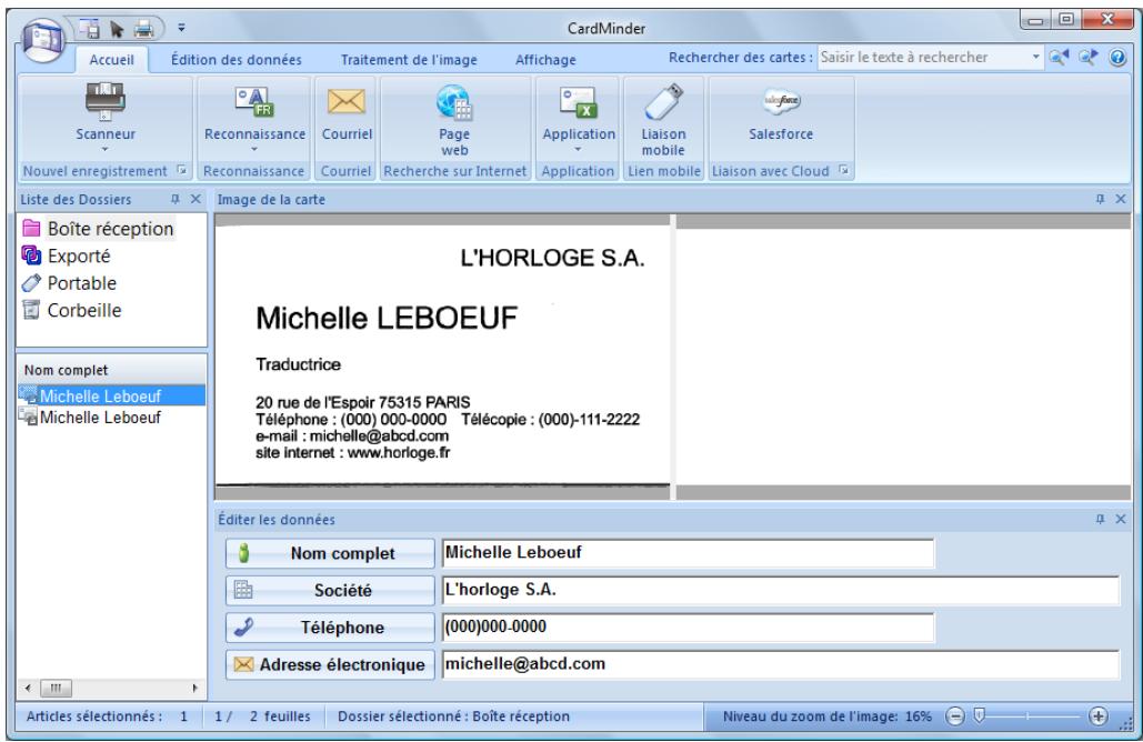 FUJITSU SCANSNAP S1100 DELUXE, SCANSNAP S1100I - Confirmez l'image numérique et le résultat de la reconnaissance textuelle. - 1